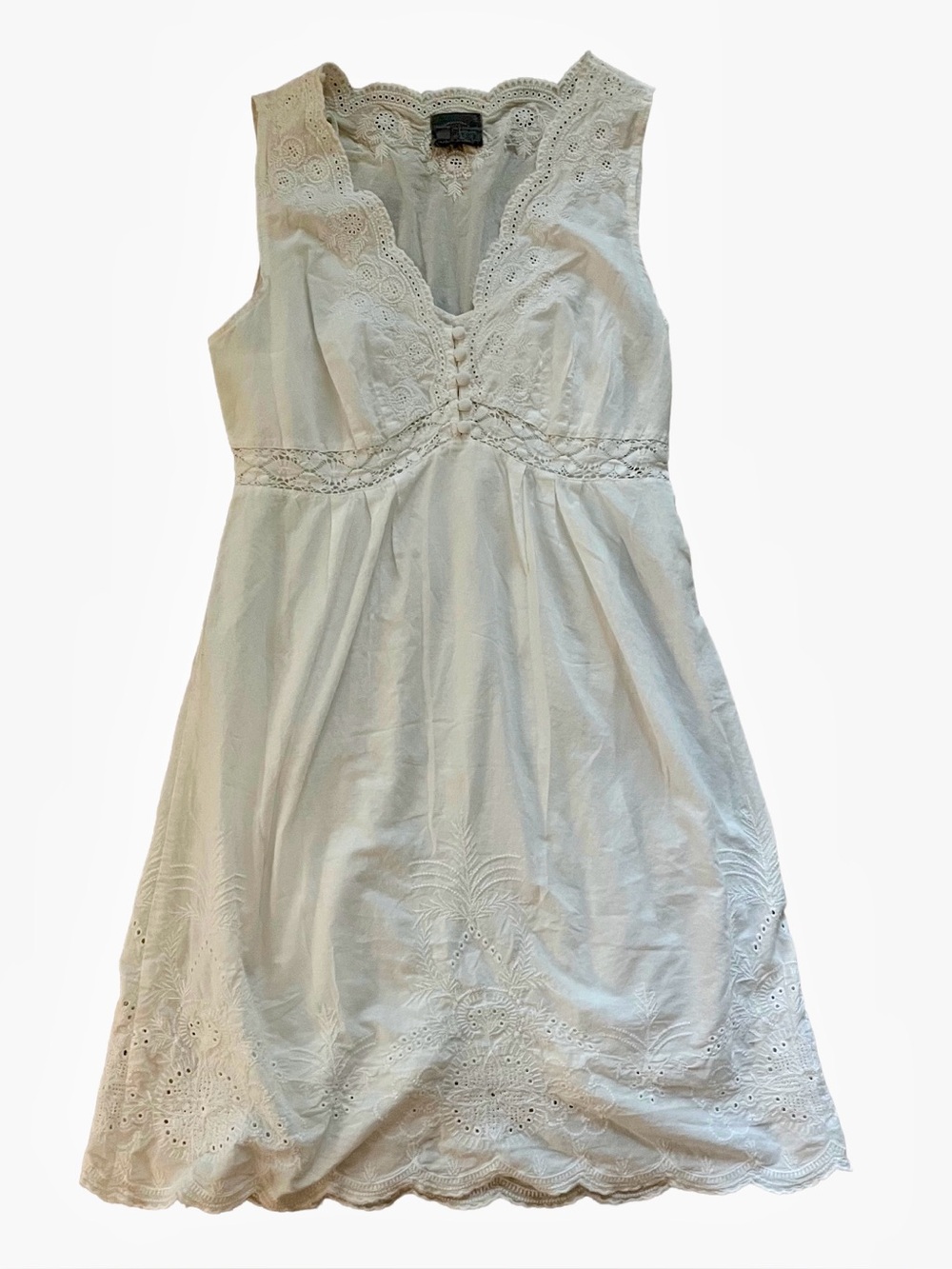Anthropologie Vanessa Virginia White Cotton Eyelet Dress Size 6